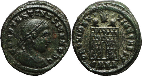 Silvered Ancient Roman coin of Constantine II - 6 level Campgate